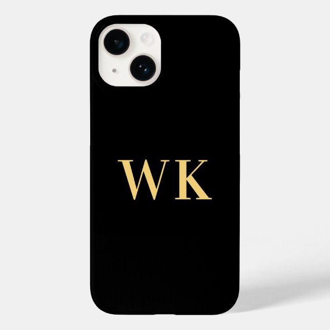 Minimal Modernes Monogramm Schwarzes Gold Case-Mate iPhone Hülle (Rückseite)