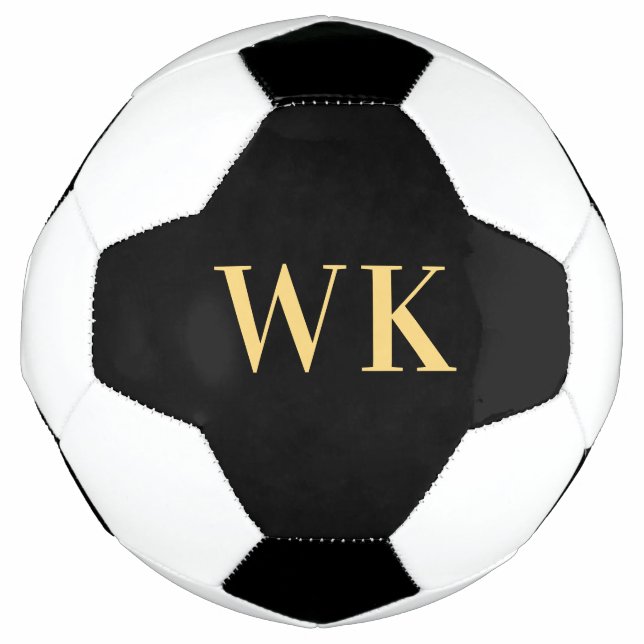 Minimal Modernes Monogramm Schwarzes Gold Fußball (Vorderseite)