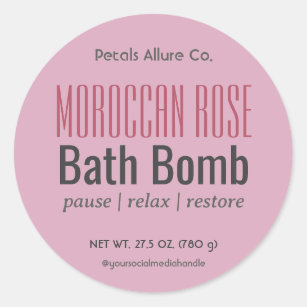 Minimal modernes, rosa Bath Bomb Round Label Runder Aufkleber