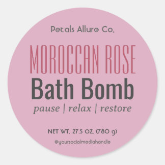 Minimal modernes, rosa Bath Bomb Round Label Runder Aufkleber