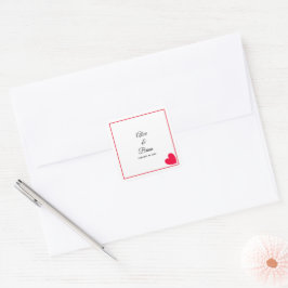 Minimal Modernes Rotes Herz Hochzeit Quadratischer Aufkleber