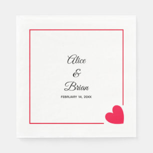 Minimal Modernes Rotes Herz Hochzeit Serviette