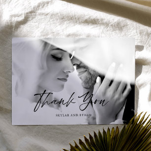 Minimal Modernes Schwarz & Weiß Foto Vielen Dank Dankeskarte