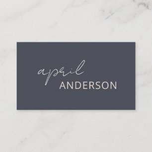 Minimal Modernes Schwarzes Navy Blush Pink Script Visitenkarte