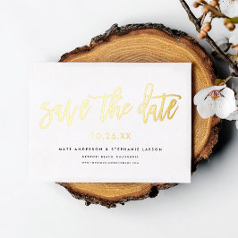 Minimal Modernes Script Save the Date Gold Folieneinladung