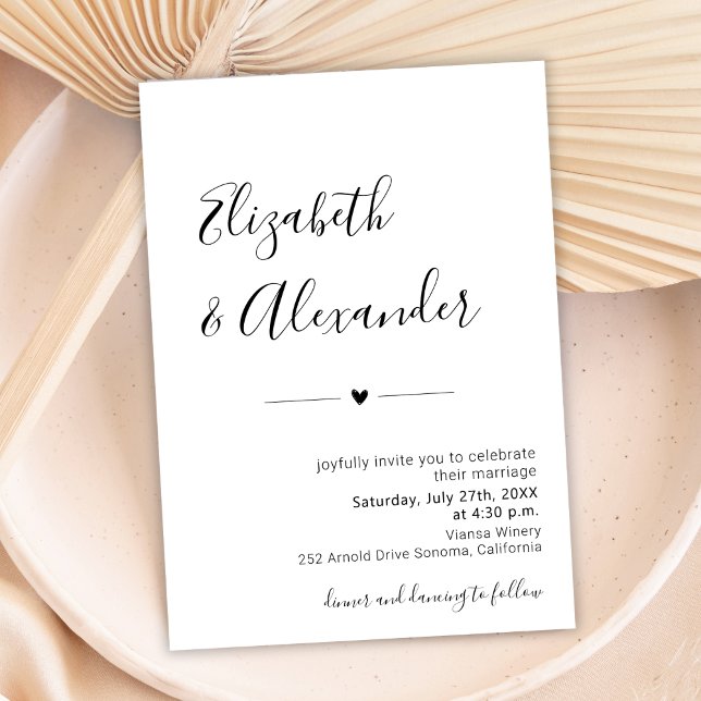 Minimal modernes Skript in einem QR-Code Hochzeit Einladung (Von Creator hochgeladen)