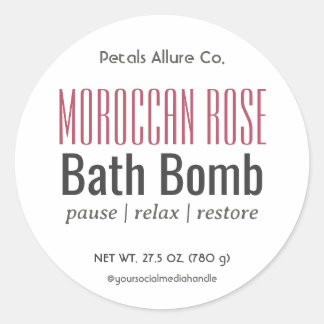 Minimal modernes White Bath Bomb Round Label Runder Aufkleber