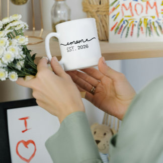 Minimal Mom Gegründet Handgeschriebener Name Jahr Kaffeetasse