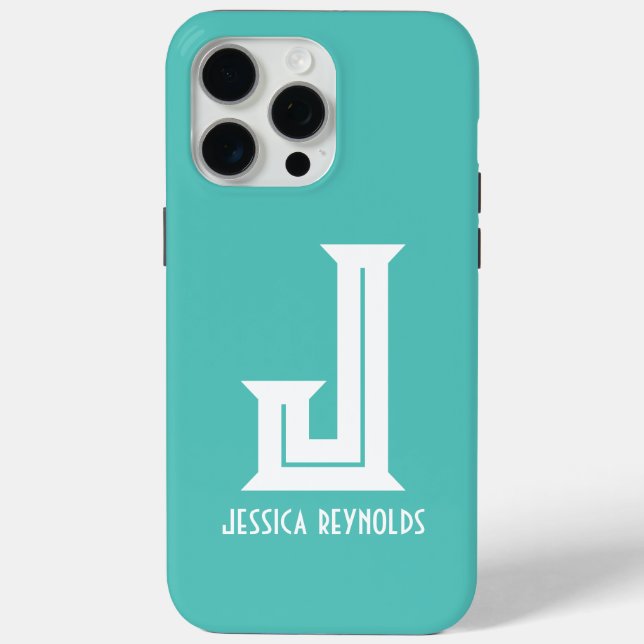 Minimal Monogram Aqua Case-Mate iPhone Hülle (Rückseite)