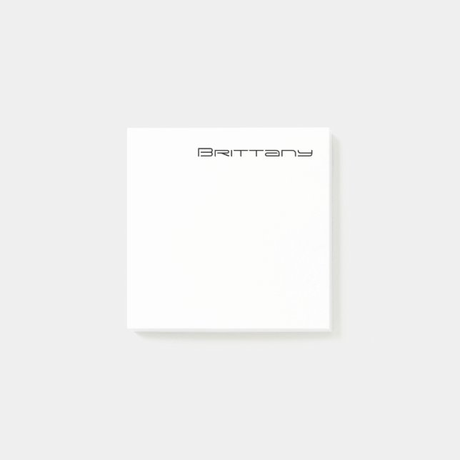 Minimal Monogram Black and White Custom Name Year Post-it Klebezettel (Vorderseite)