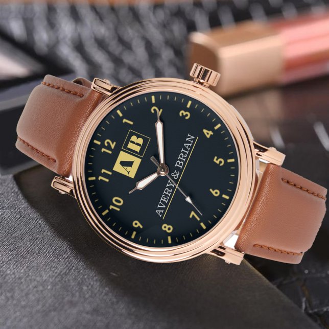 Minimal Monogram bride and groom couple  Armbanduhr (Von Creator hochgeladen)