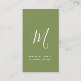 Minimal monogram Chic Sage Green Modernst Visitenkarte