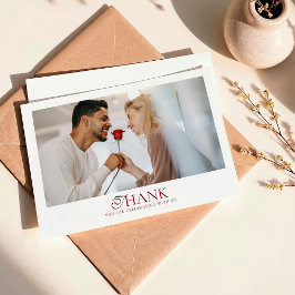 Minimal Monogram Deep Burgundy Script Wedding Dankeskarte