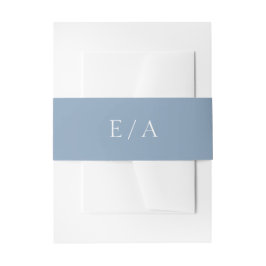 Minimal Monogram Dusty Blue Elegant Wedding Einladungsbanderole
