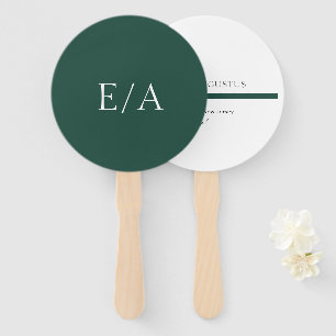 Minimal Monogram Elegant Emerald Green Wedding Fächer