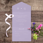 Minimal Monogram Modern Lilac No Dinner All In One Einladung<br><div class="desc">MIT ODER OHNE QR-CODE ODER ABENDESWÄHLUNGSOPTIONEN. Einfach, elegant und modern präsentiert sich dieser zeitgenössische Spin auf eine mit Monogramm klassische Einladung, die ersten Initialen des Paares oben, mit einem Kugel dazwischen. Ein sauberer, moderner Schriftart auf einem soliden Hintergrund behalte das Design sauber und minimalistisch. Erstellt von der einfachen Farmhouse Press....</div>