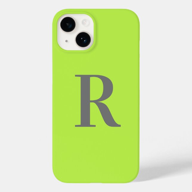 Minimal Monogram Modern Lime Green Case-Mate iPhone Hülle (Rückseite)