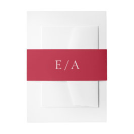 Minimal Monogram Simple Elegant Red Wedding Einladungsbanderole