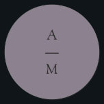 Minimal Monogram Trendy Chic Dusty Lila Wedding Runder Aufkleber<br><div class="desc">Minimalistische Monogram Trendy Chic Typografy Wedding Classic Round Sticker in Boho Dusty Lila</div>