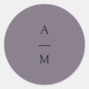 Minimal Monogram Trendy Chic Dusty Lila Wedding Runder Aufkleber