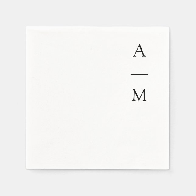 Minimal Monogram Trendy Chic Wedding Schwarz-weiß Serviette (Vorderseite)