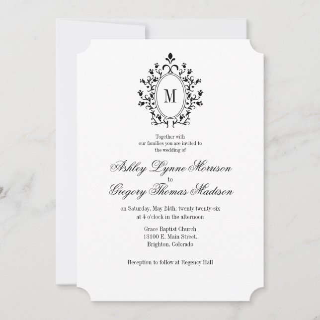 Minimal Monogram Wedding Invitation Einladung (Vorderseite)
