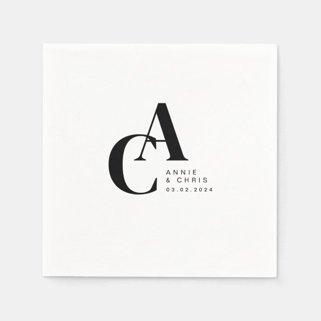 Minimal, Monogramm, Handschrift, Schriftart, Hochz Serviette (Vorderseite)
