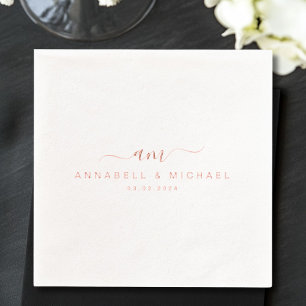 Minimal, Monogramm, Handschrift, Schriftart, Hochz Servietten Mit Folie