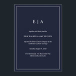 Minimal monogramm marineblaue Hochzeitseinladung Einladung<br><div class="desc">Minimal monogramm marineblaue Hochzeitseinladung</div>
