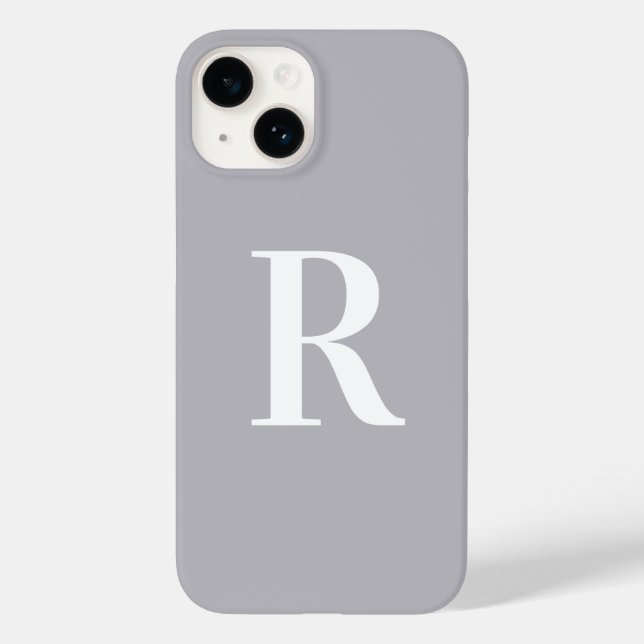 Minimal Monogramm Modernes Grau Case-Mate iPhone Hülle (Rückseite)