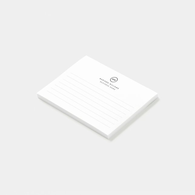 Minimal-Monogramm Post-it Klebezettel (angewinkelt)