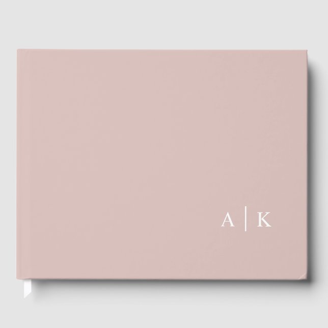 Minimal monogramm rosa Hochzeitstorch Gästebuch (Vorderseite)