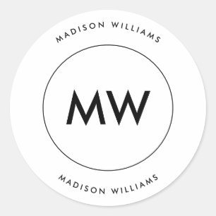 Minimal-Monogramm Runder Aufkleber