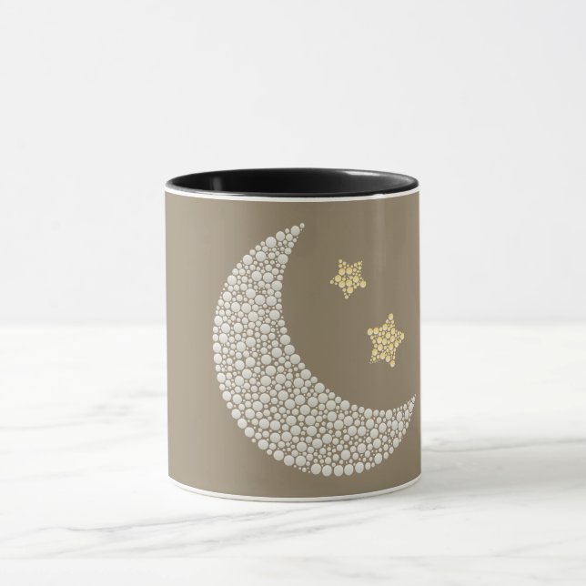 Minimal Moon & Gold Stars Celestial Coffee Mug Tasse (Zentrum)