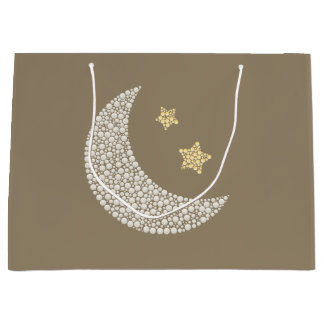Minimal Moon & Gold Stars Celestial Large Gift bag Große Geschenktüte