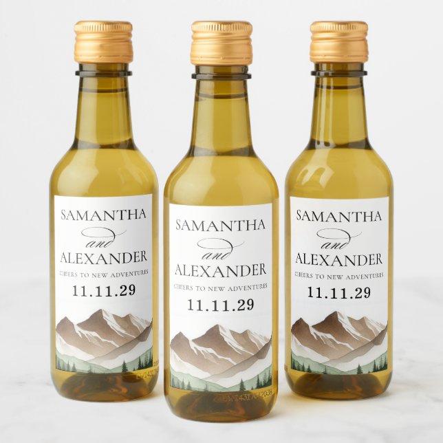 Minimal Mountain Weinetikett (Flaschen)