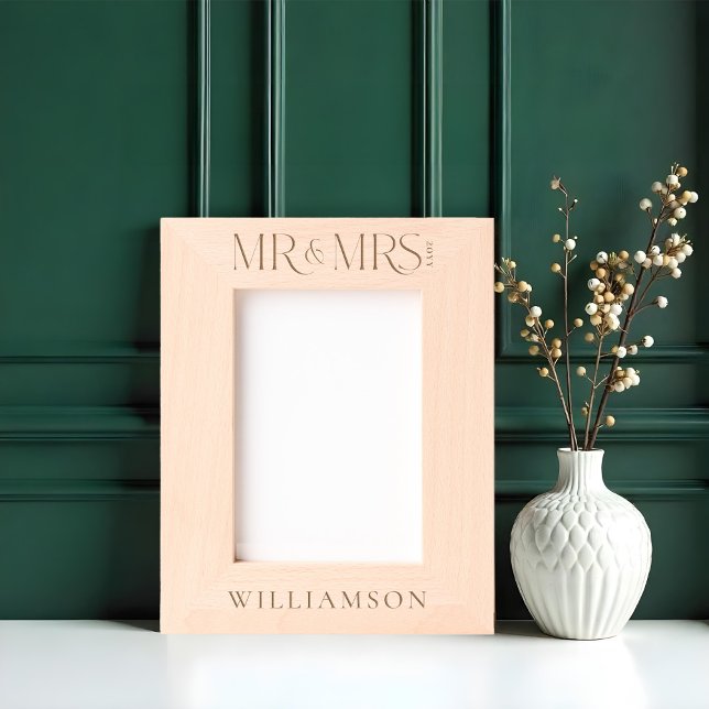 Minimal Mr. & Mrs. Newlyweds Wedding Geschenk Keep Geätzte Rahmen (Minimal Mr & Mrs Newlyweds Wedding Gift Keepsake Etched Frame)