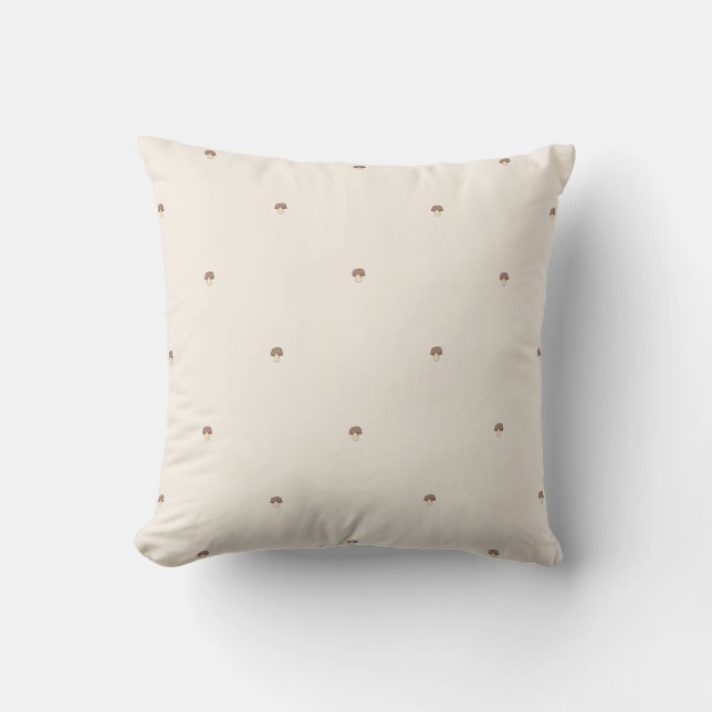 Minimal Mushroom Pattern Pillow – Light Background Kissen (Vorderseite)