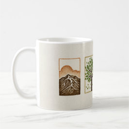 Minimal Nature Set – Mountain & Tree Art Kaffeetasse