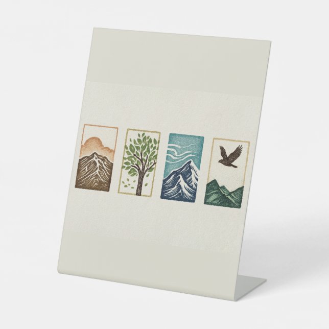 Minimal Nature Set – Mountain & Tree Art Sockelschild (Vorderseite)