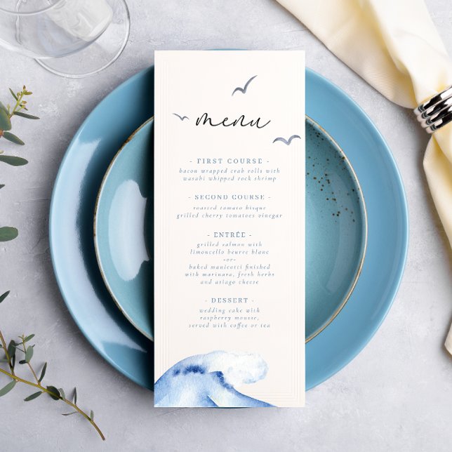 Minimal Nautical Sailboat Ahoy Boy's Menükarte (Von Creator hochgeladen)