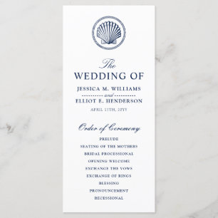 Minimal Nautical Wedding Programm Seashell Thema