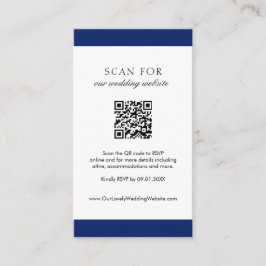 Minimal Navy Blue Modern QR Code Hochzeit Begleitkarte