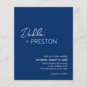 Minimal Navy Blue Moderne Budget Hochzeit einladen