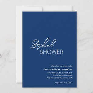 Minimal Navy Blue Modernes Brautparty Einladung