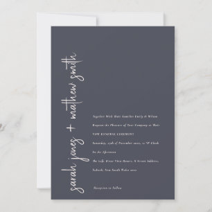 Minimal Navy Blush Black Script Vow Erneuerung Einladung