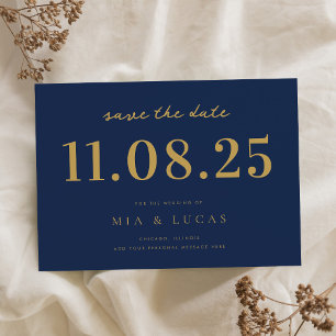 Minimal Navy Gold Chic Hochzeitstag außerhalb des  Save The Date