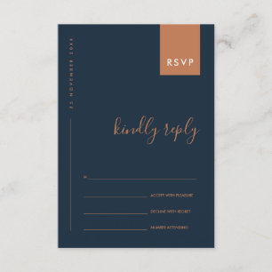 MINIMAL NAVY RUST ORANGE TYPOGRAPHY WEDY RSVP BEGLEITKARTE