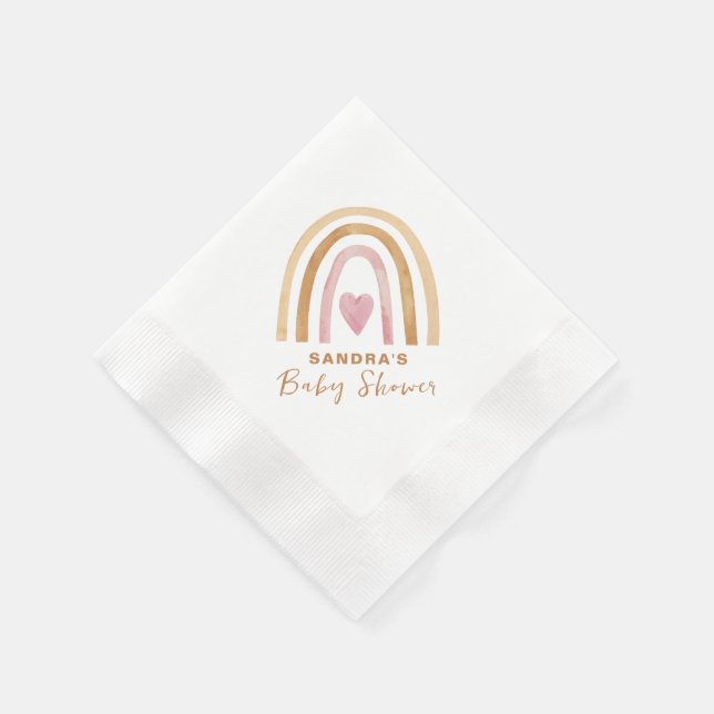 Minimal Neutral Boho Rainbow Baby Dusche Serviette (Ecke)