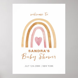 Minimal Neutral Boho Rainbow Baby Dusche Willkomme Poster